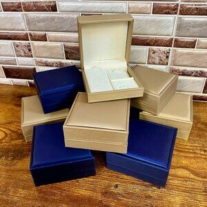 Blue and Champagne Satin Jewelry Boxes for Sale (8 x 3.5"x3.5")